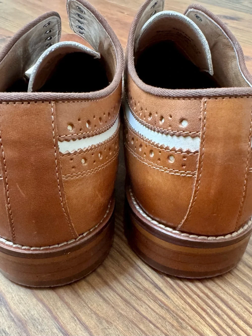 Johnston & Murphy Men's Wingtip Leather Oxford Dress Shoes Two Tone  Size 11.5